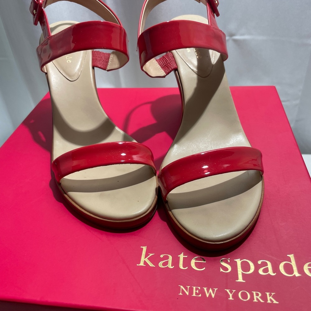 Kate Spade Red Wedge Women's Sandals, Size 9. In box, GUC